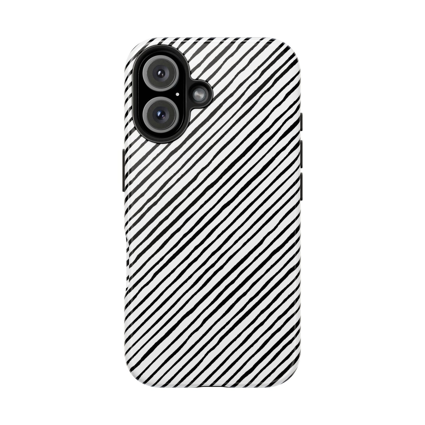 Quirky Bias Stripe White / Black Phone Case