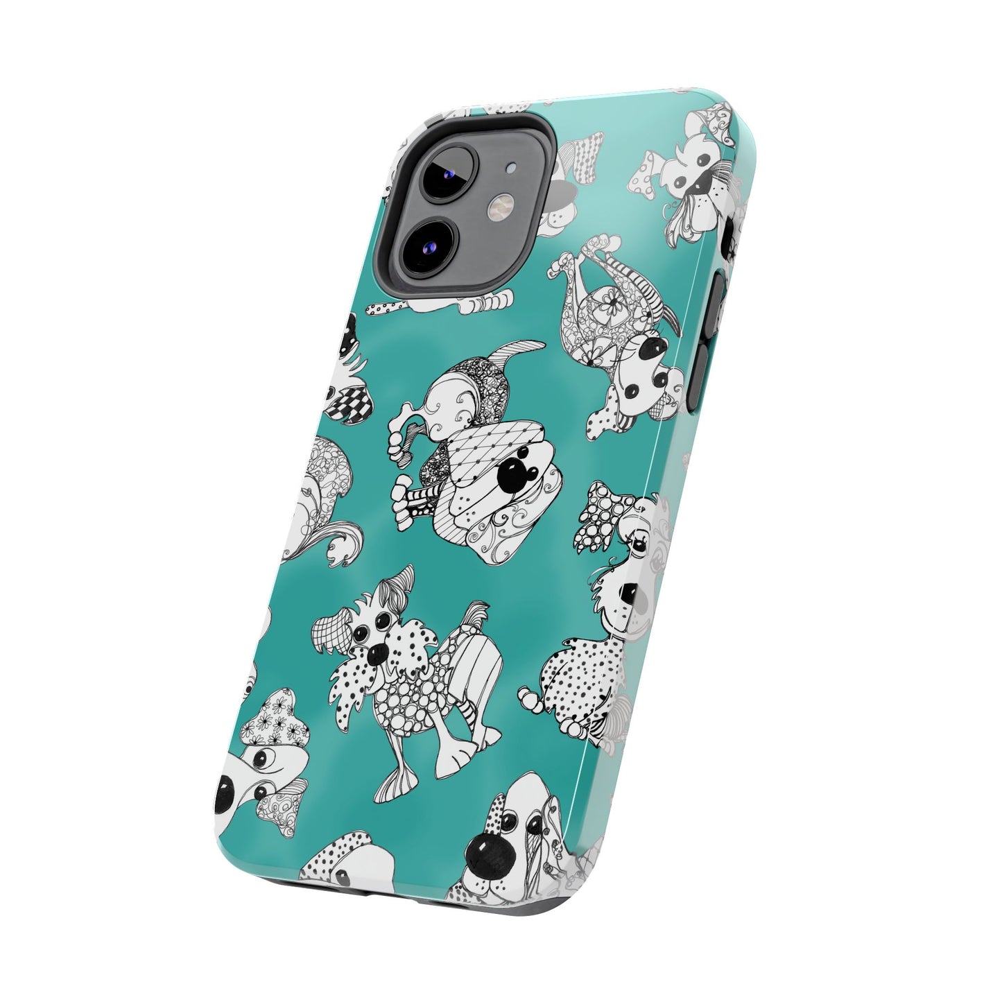 Doodle Dogs Turquoise Phone Case