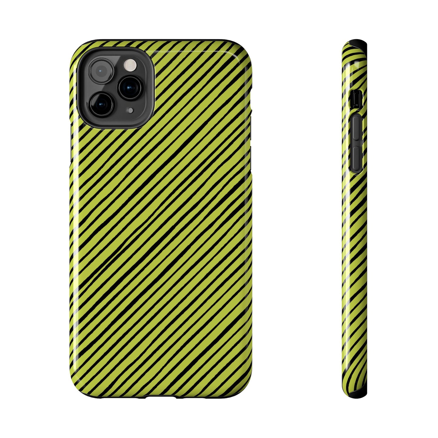 Quirky Bias Stripe Green / Black Phone Case