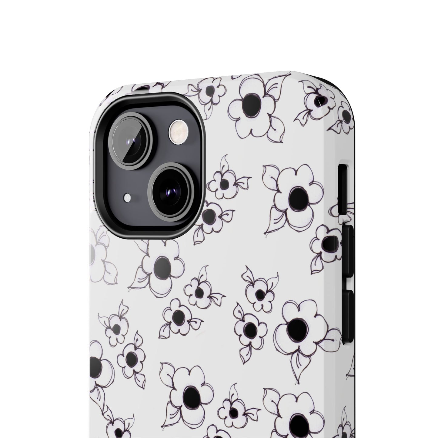 Daisy Cluster White / Black Phone Case