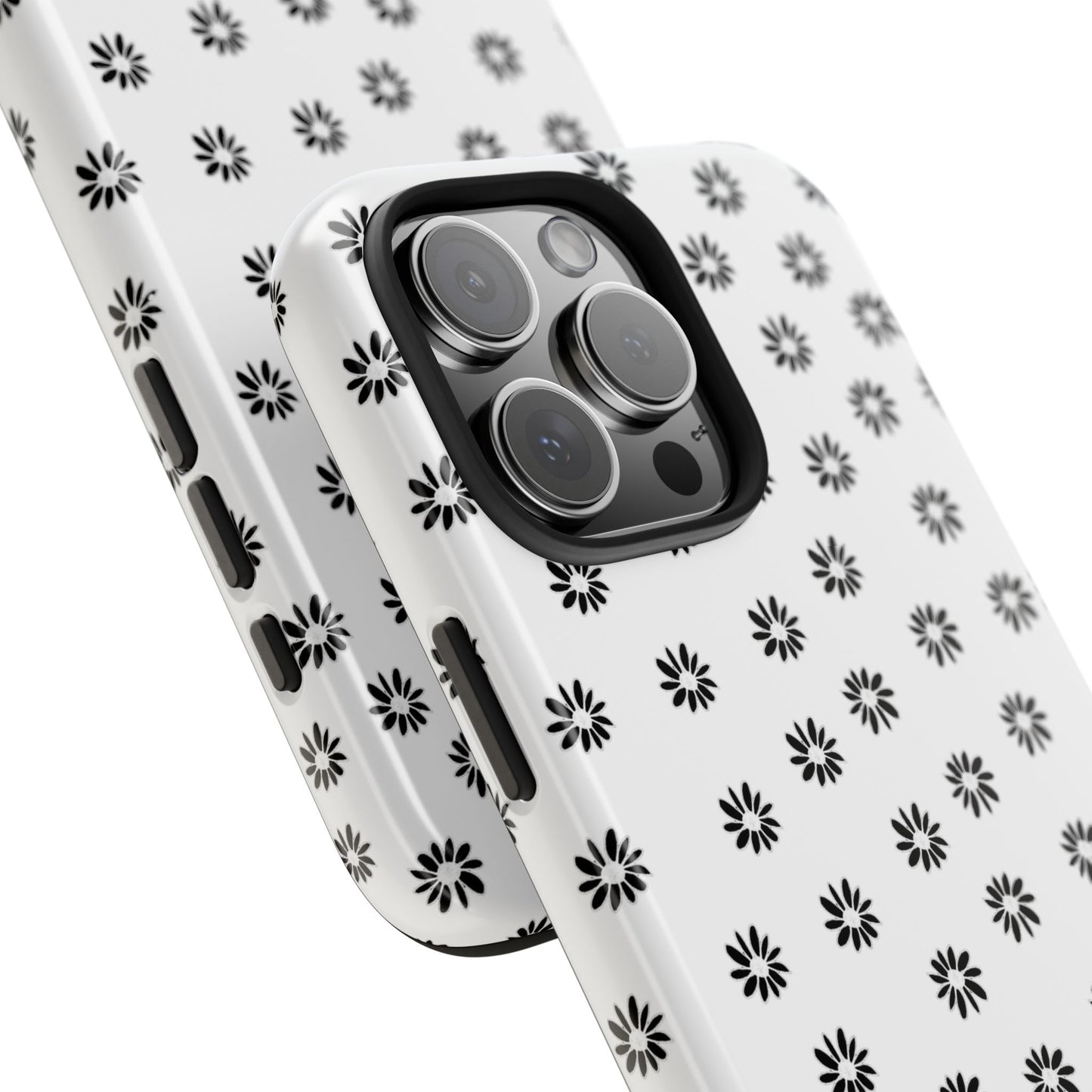 Daisy Dot White / Black Phone Case