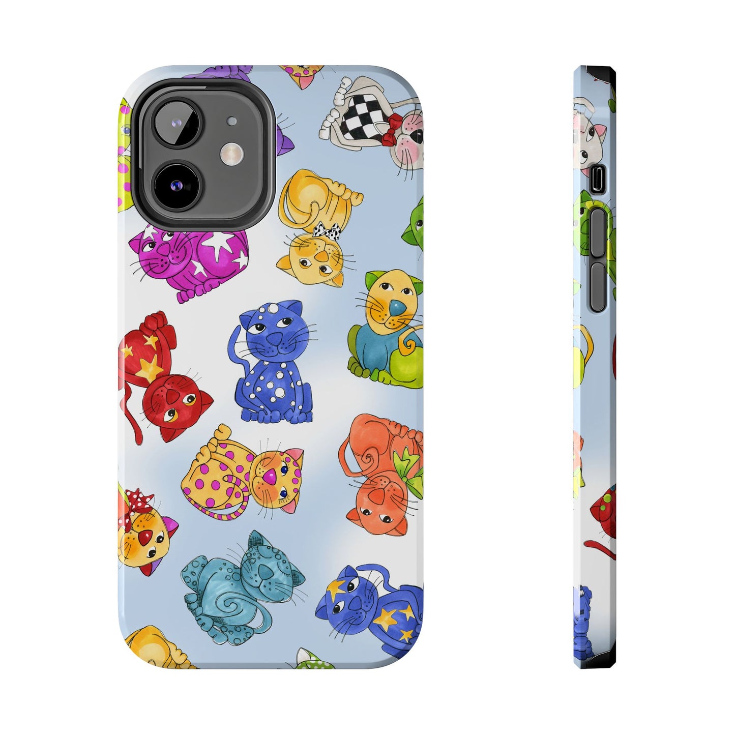 Tossed Happy Cats Blue Sky Phone Case