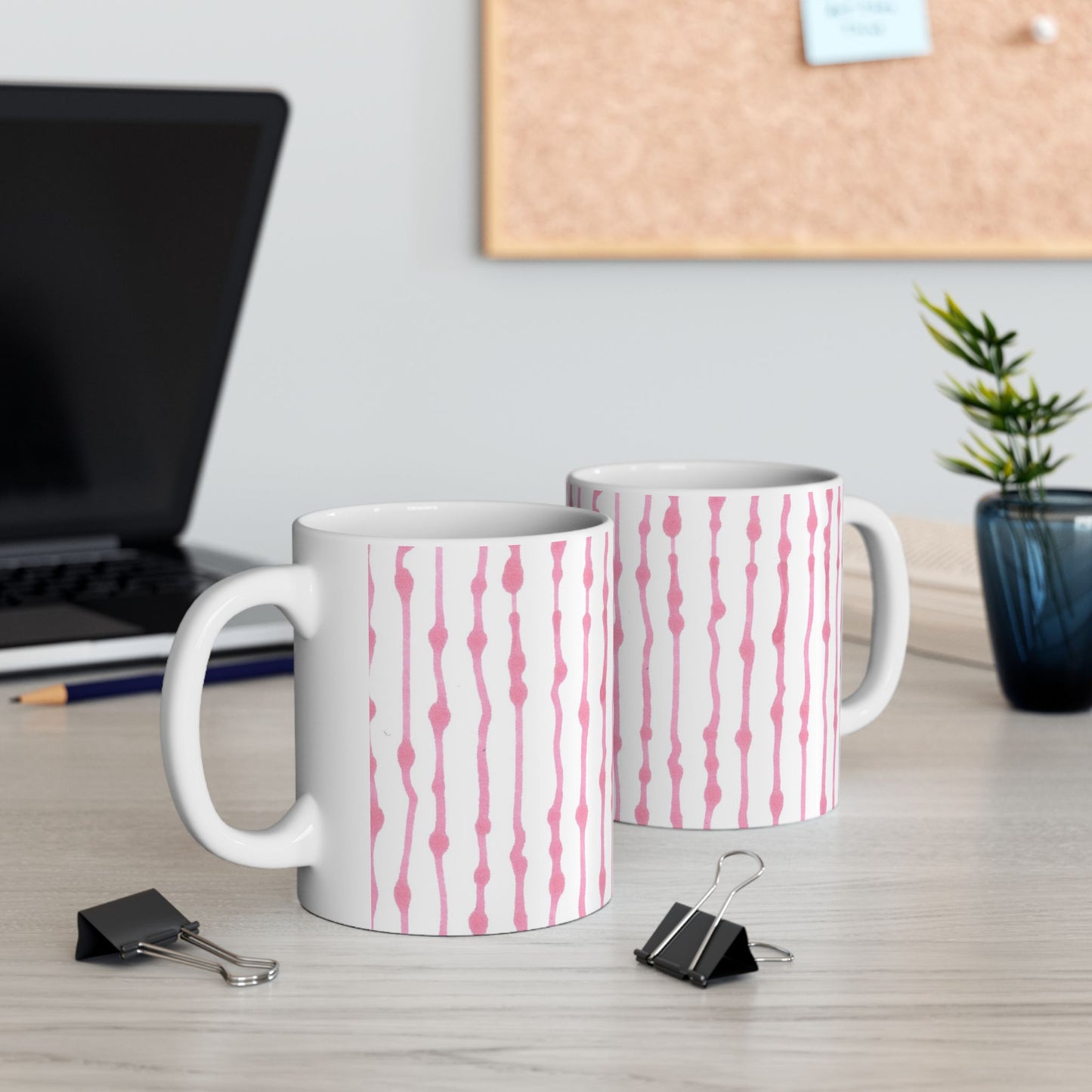 Faux Seersucker White / Pink Cup