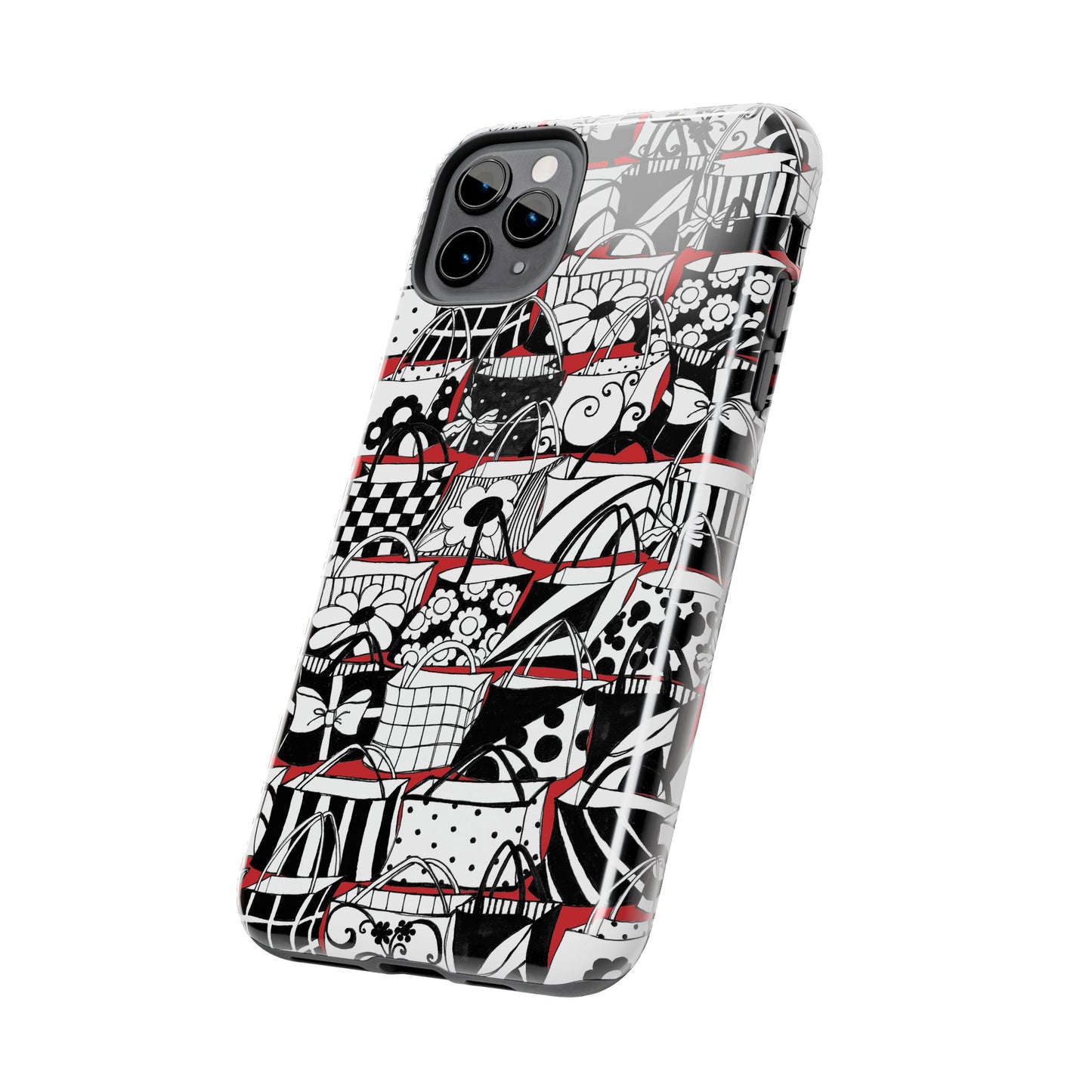 Totally Black, White & Red Phone Case