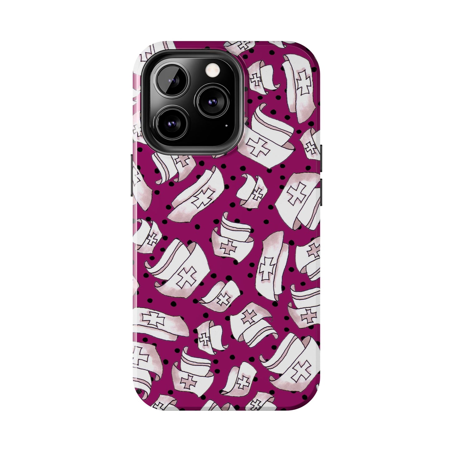 Med Hats Burgundy / Black Phone Case