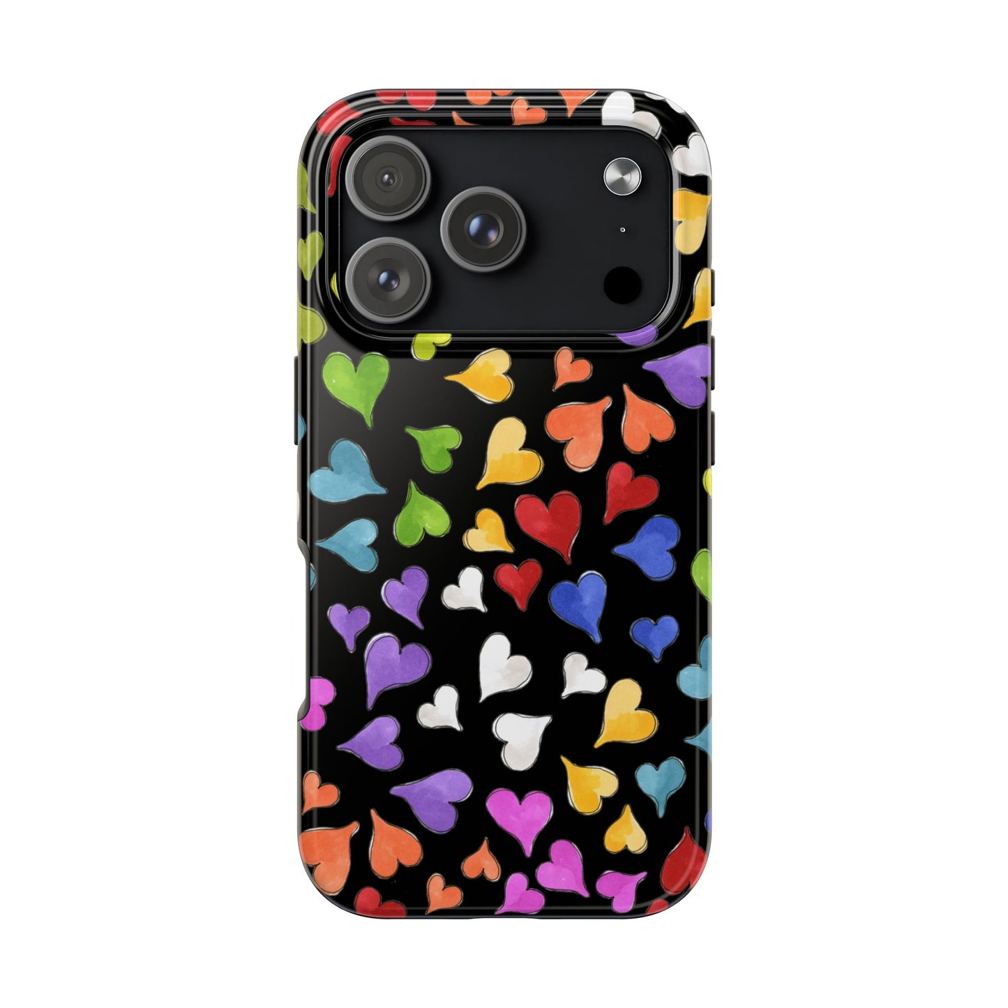 Happy Hearts Black Phone Case
