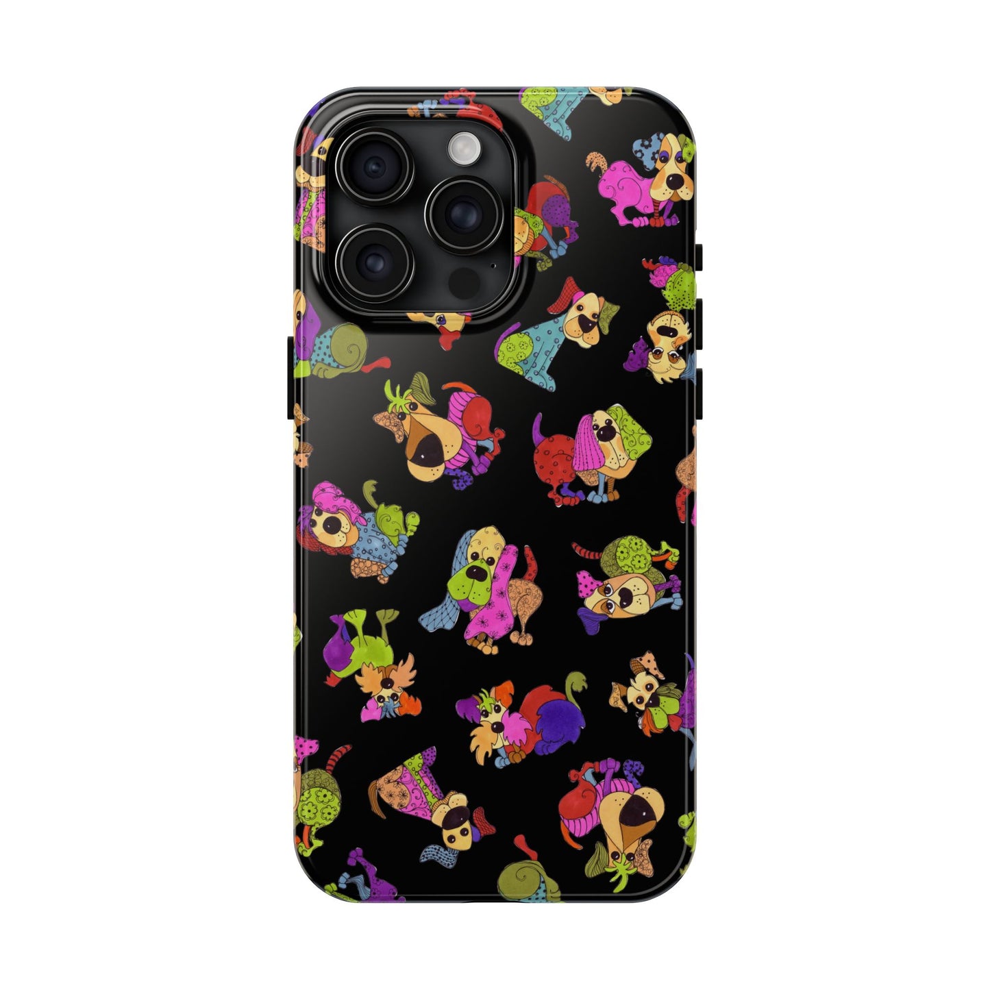 Tossed Happy Dogs Black Phone Case