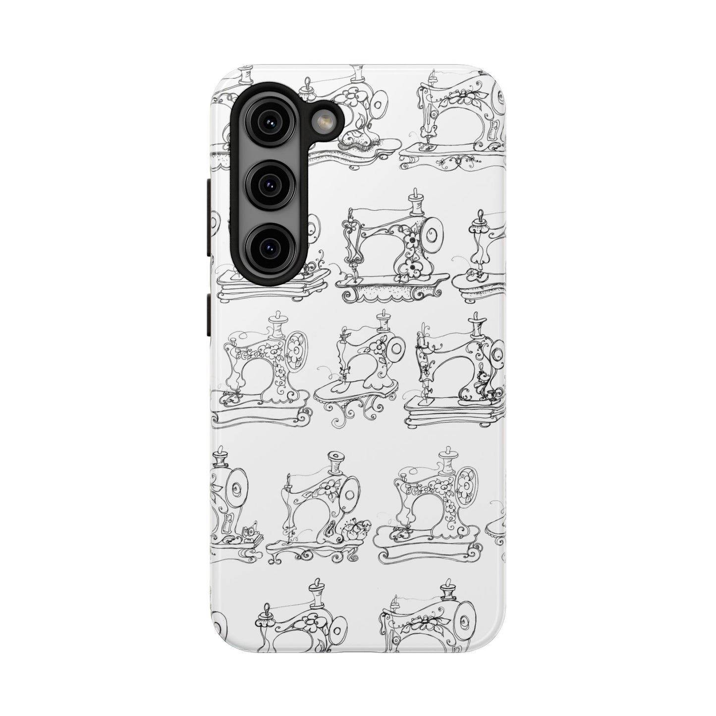 Sew Sew White / Black Phone Case