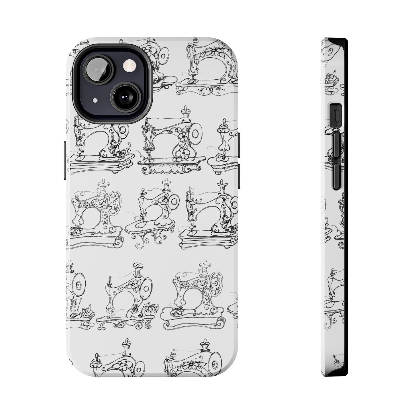 Sew Sew White / Black Phone Case