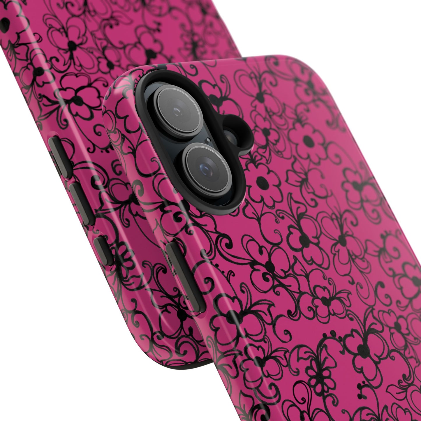 Daisy Jungle Pink / Black Phone Case