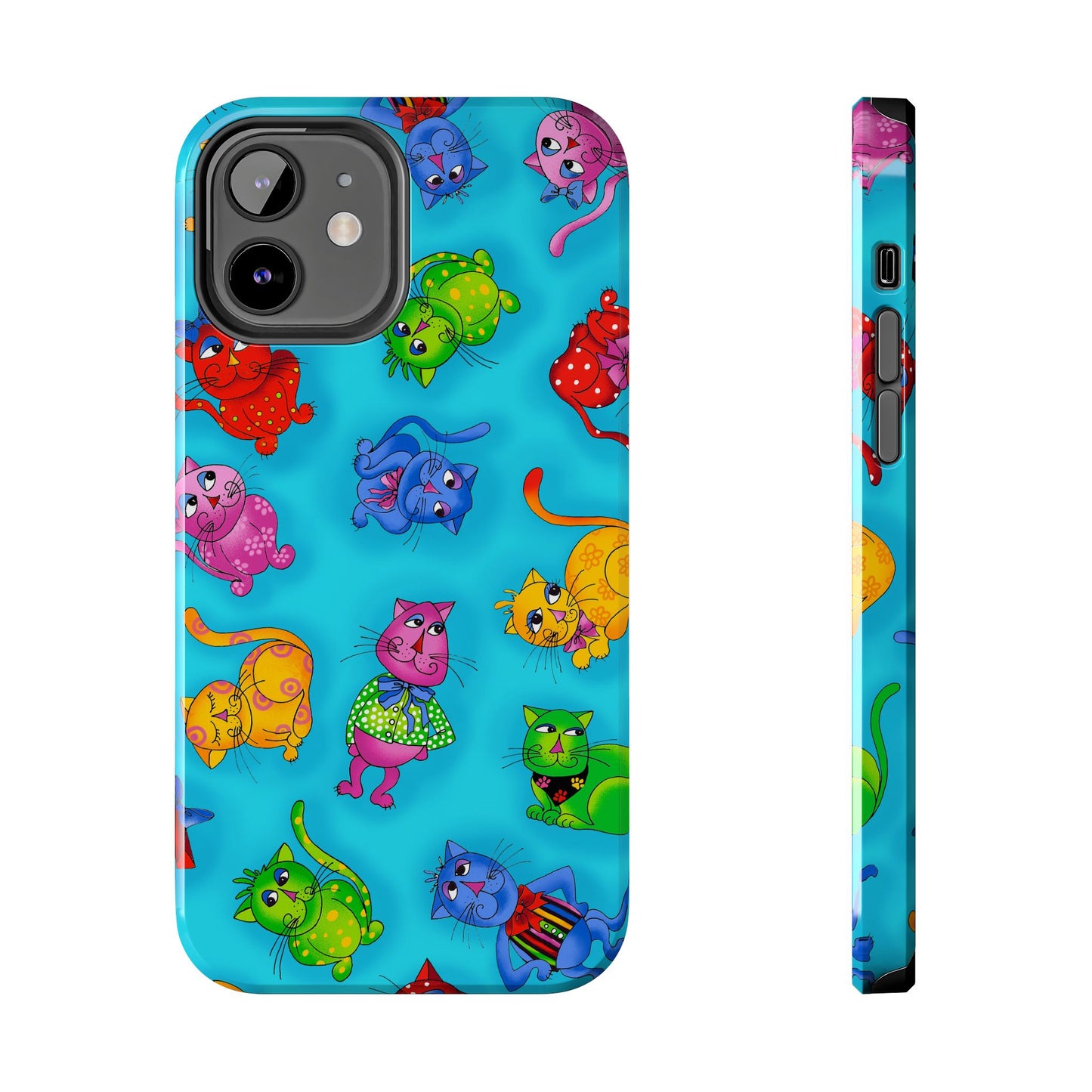 Tossed Cool Cats Turquoise Phone Case