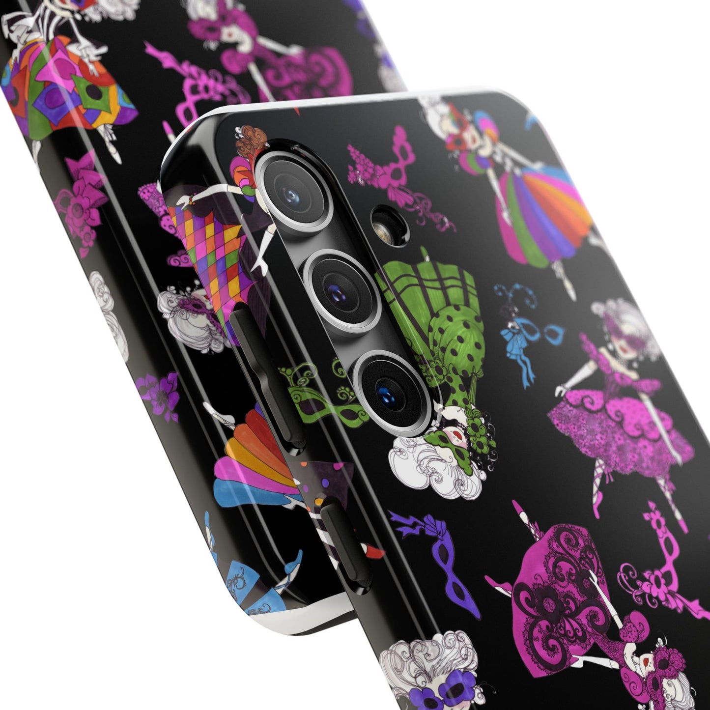Tossed Masquerade Ladies Black Phone Case