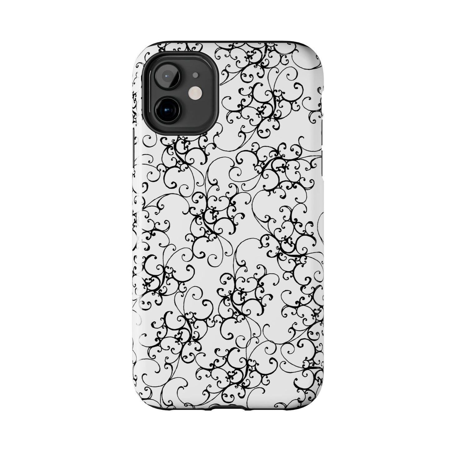 Elegant Scroll White / Black Phone Case