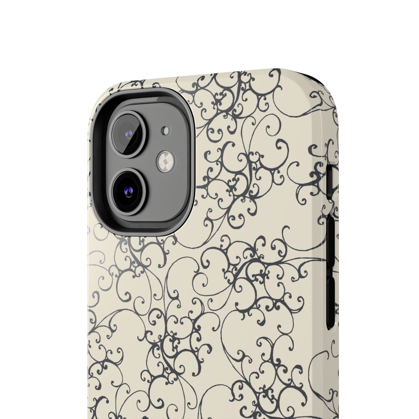 Elegant Scroll Ivory / Black Phone Case