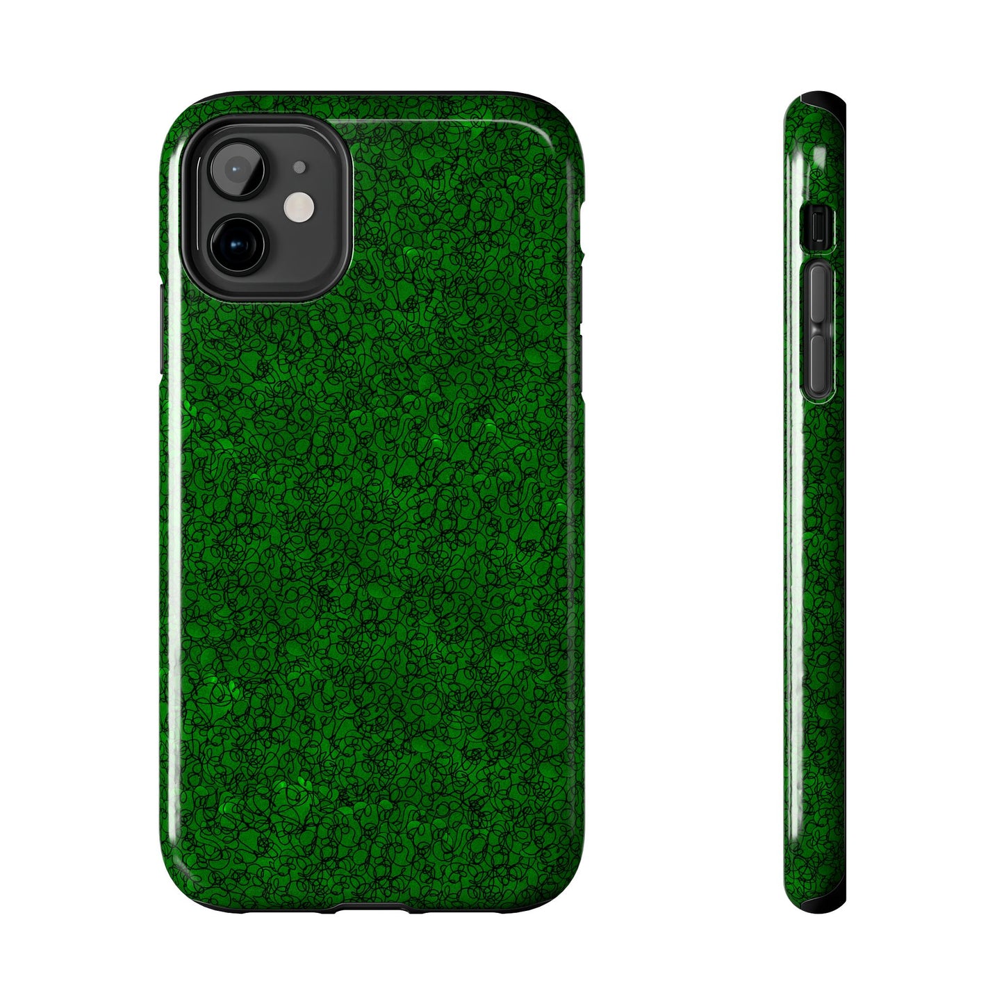 Scribble Green / Black Phone Case