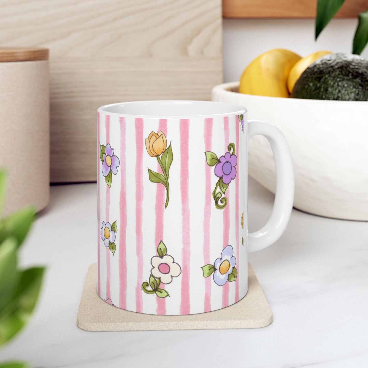 Pretty Posies Stripe Cup
