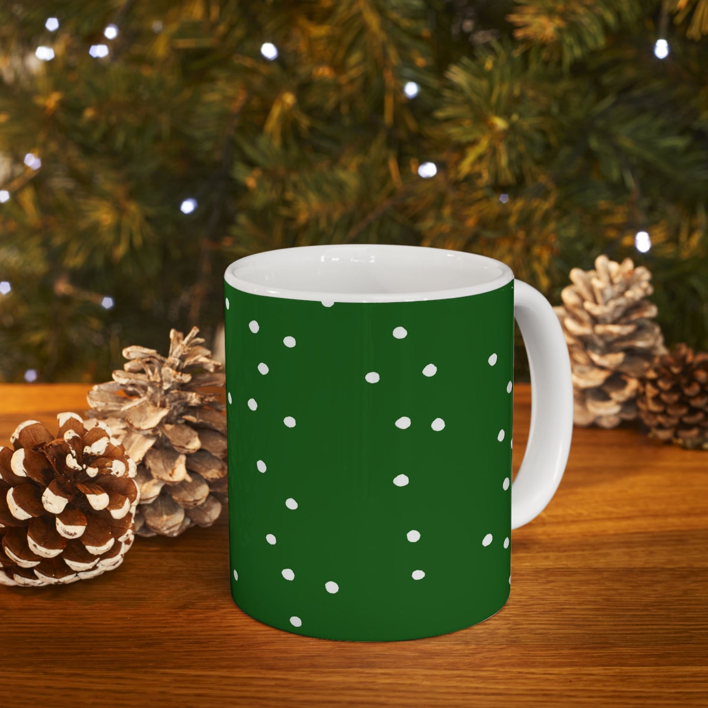 Dinky Dots Dark Green / White Cup