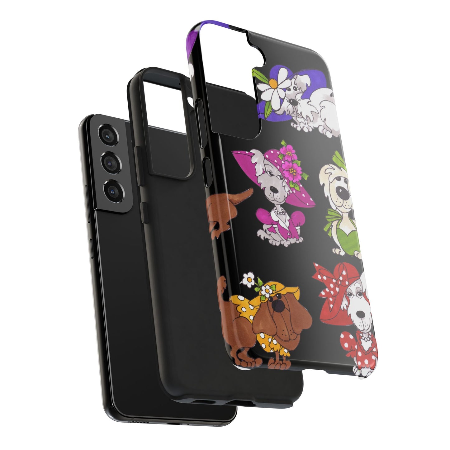 Fancy Dog Line Up Black Phone Case