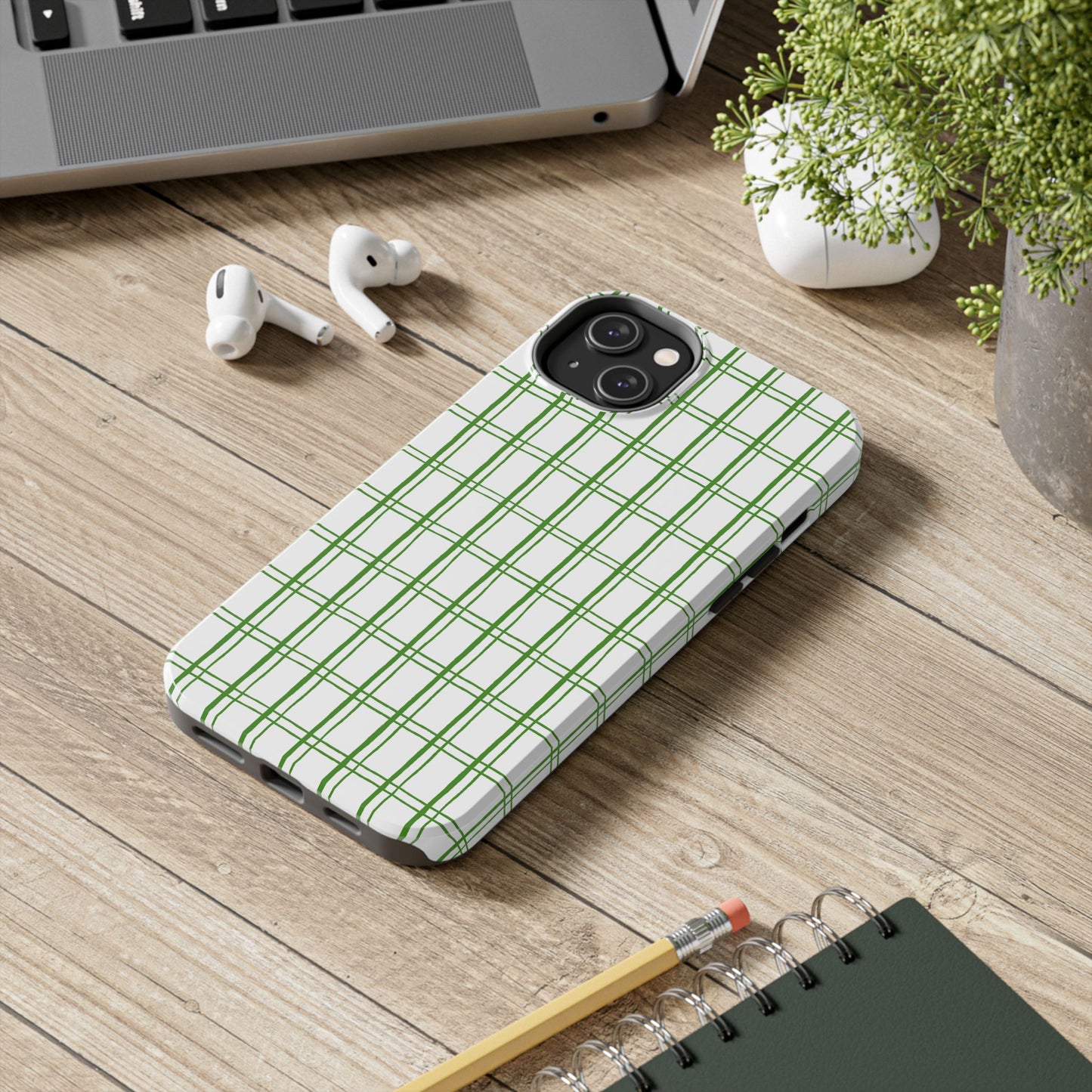 Kitchen Plaid White / Green Phone Case