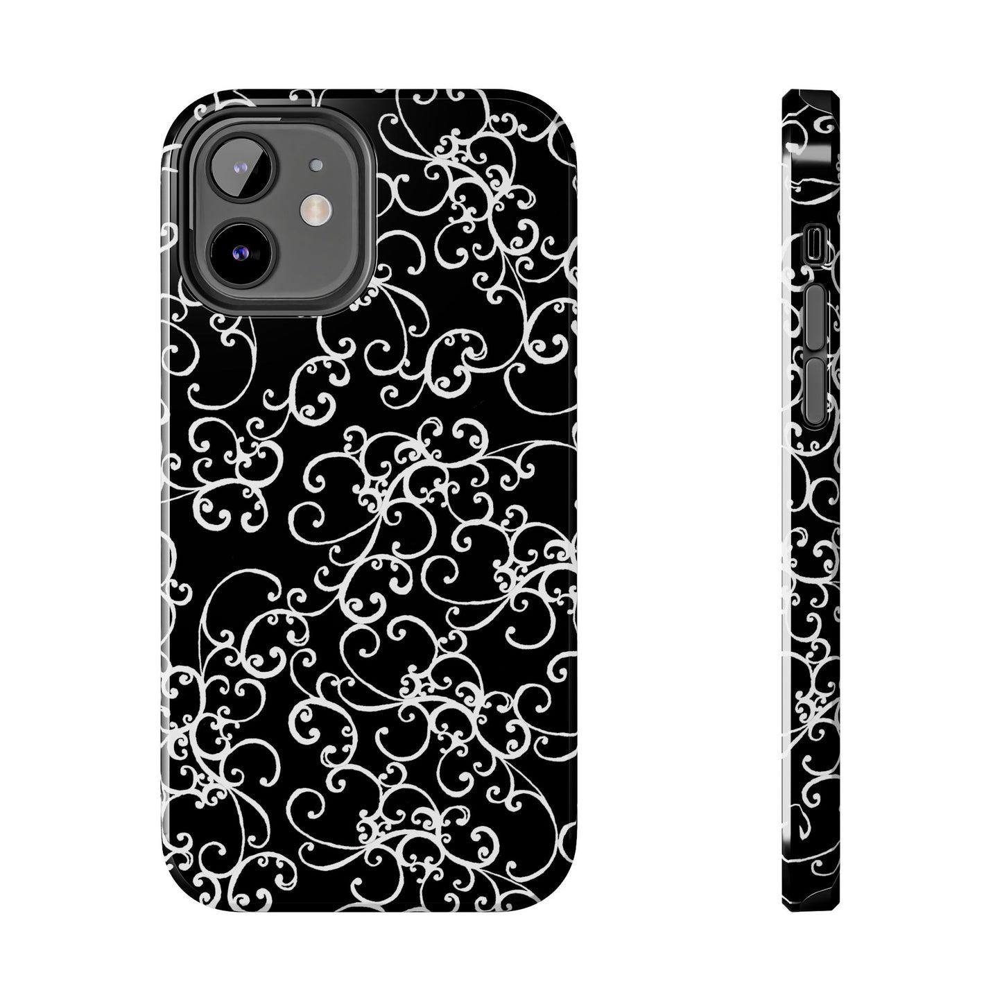 Elegant Scroll Black / White Phone Case