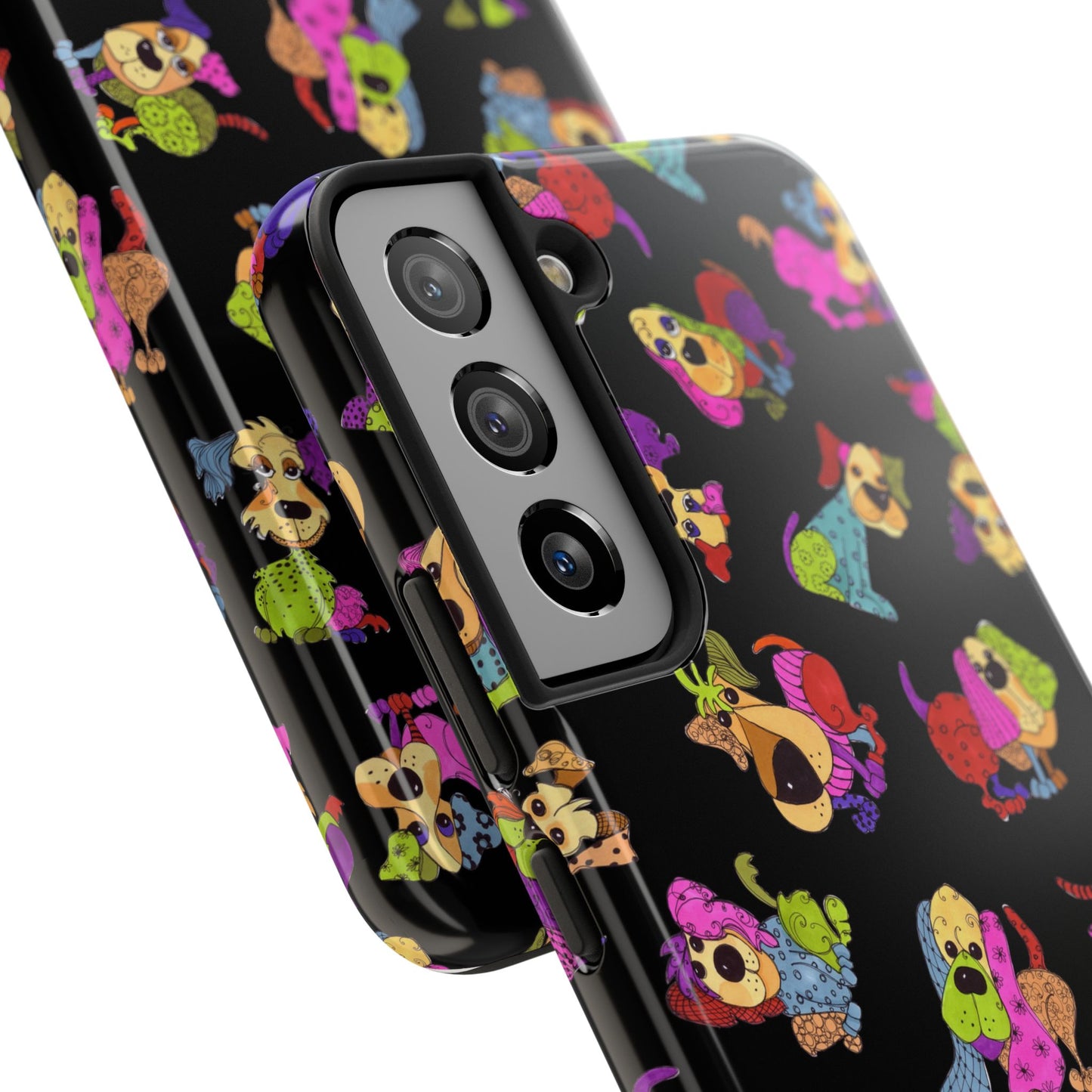 Tossed Happy Dogs Black Phone Case