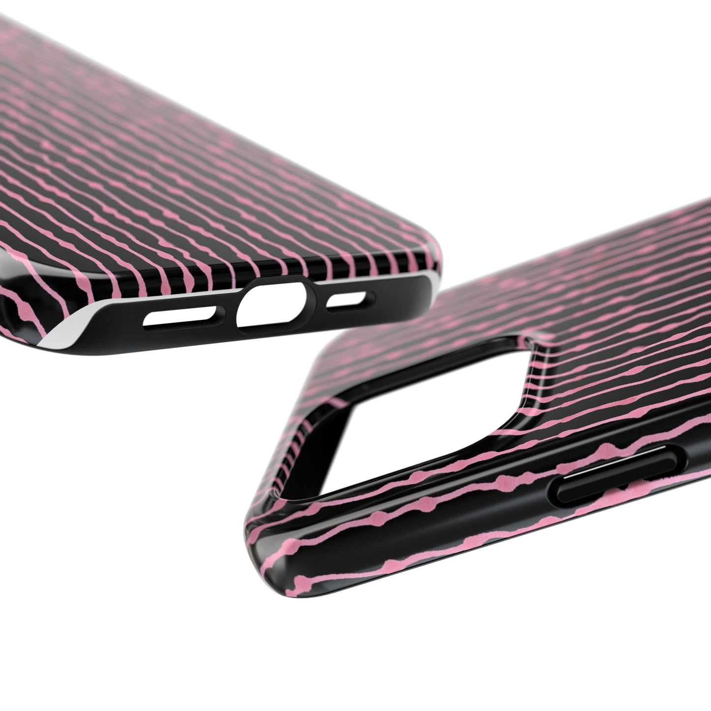 Faux Seersucker Black / Pink Phone Case