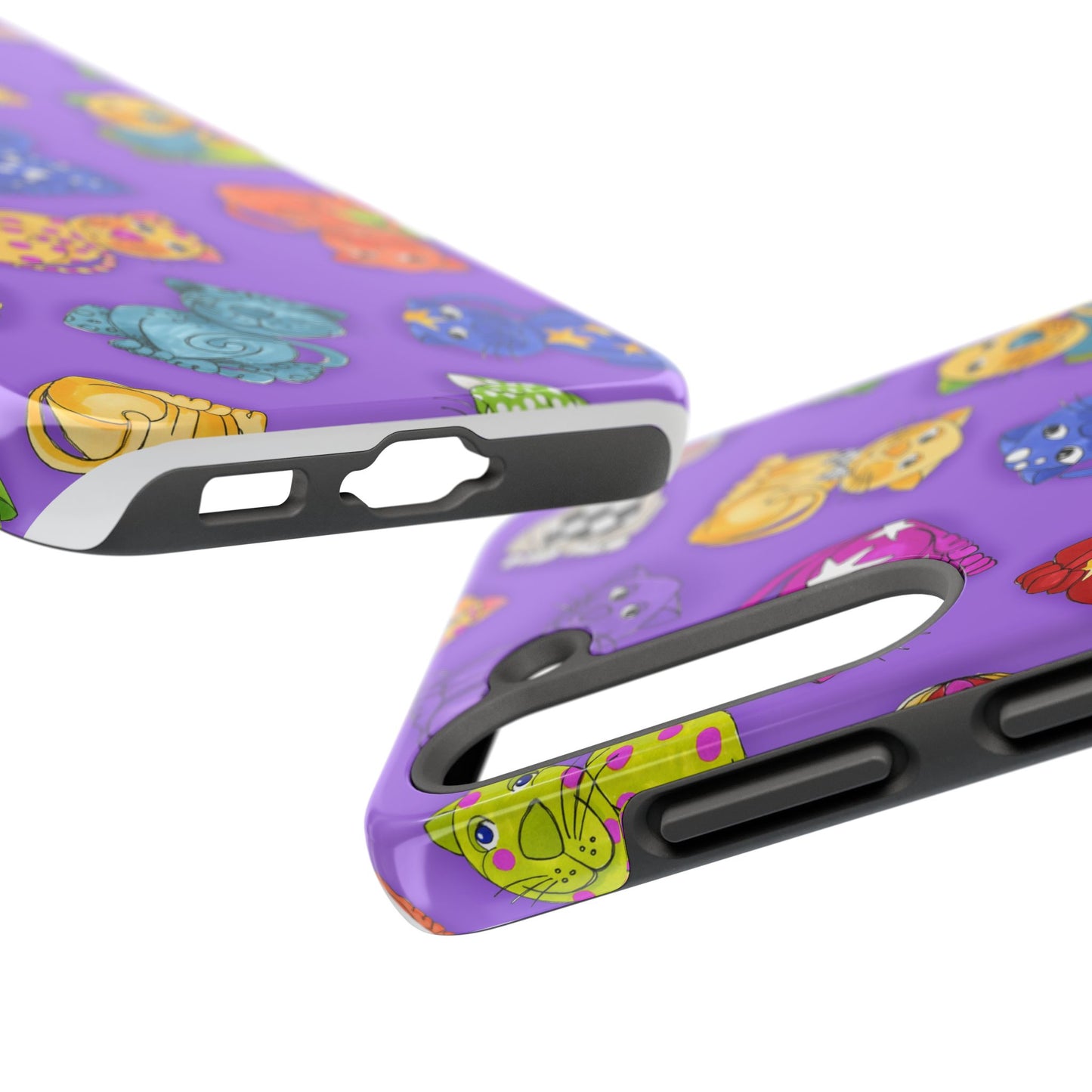 Tossed Happy Cats Purple Phone Case