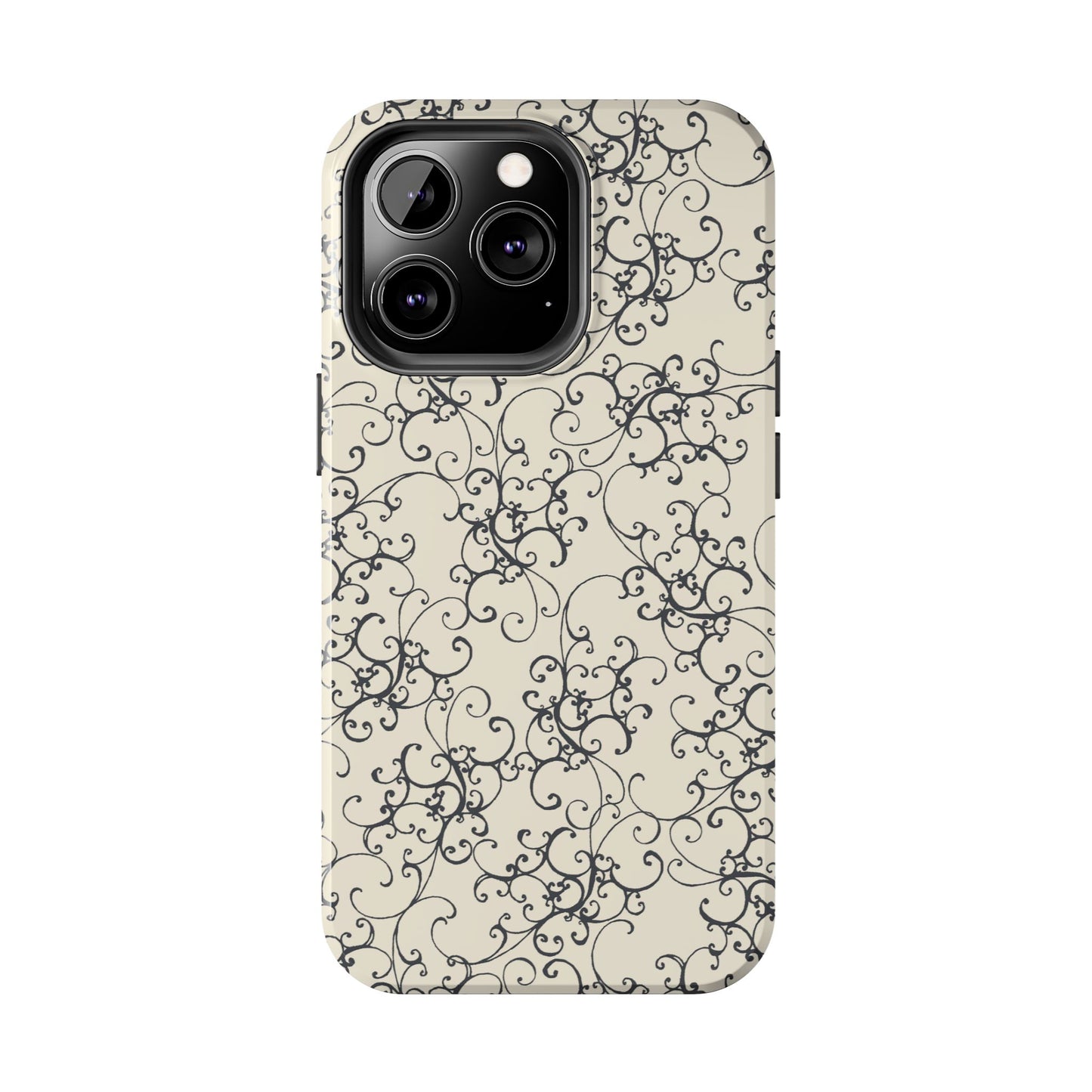 Elegant Scroll Ivory / Black Phone Case