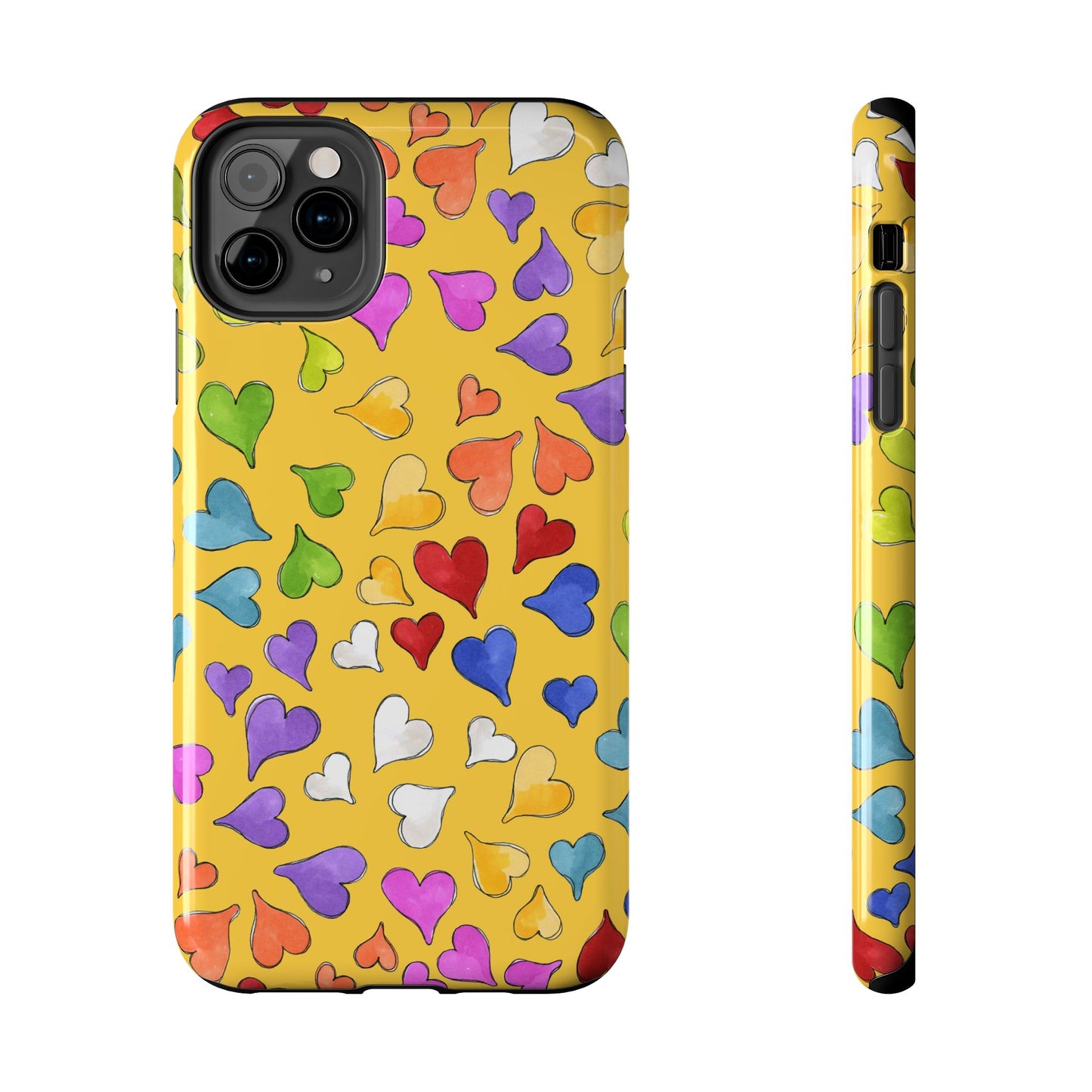 Happy Hearts Yellow Phone Case