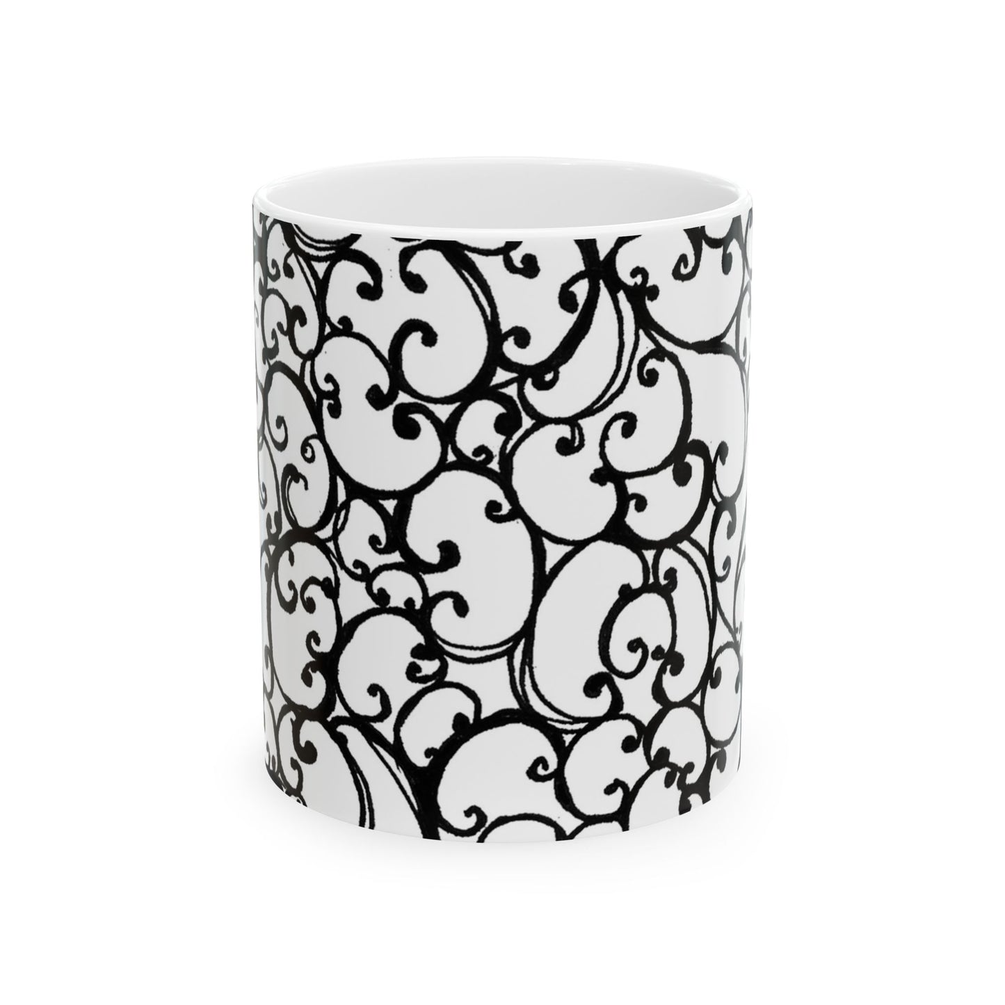 Scrollie White / Black Cup