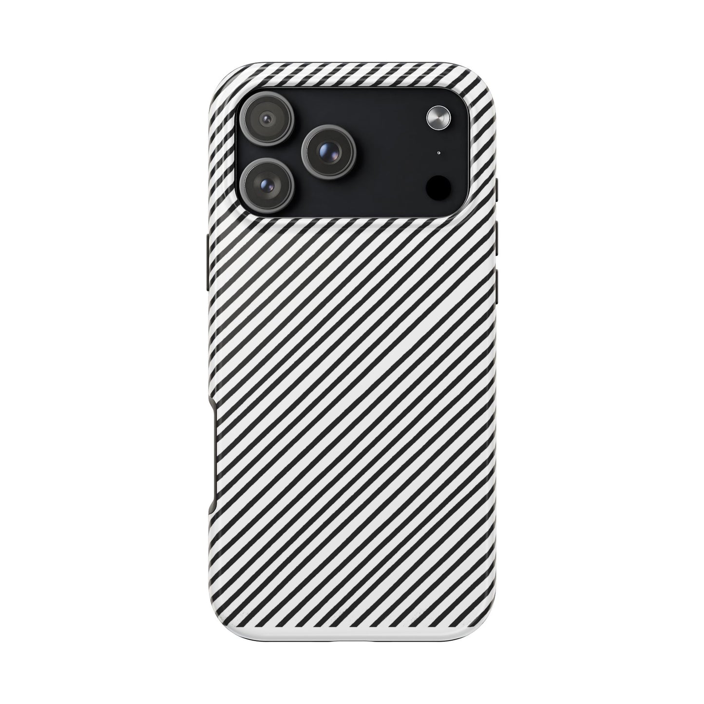 Diagonal Stripe White / Black Phone Case