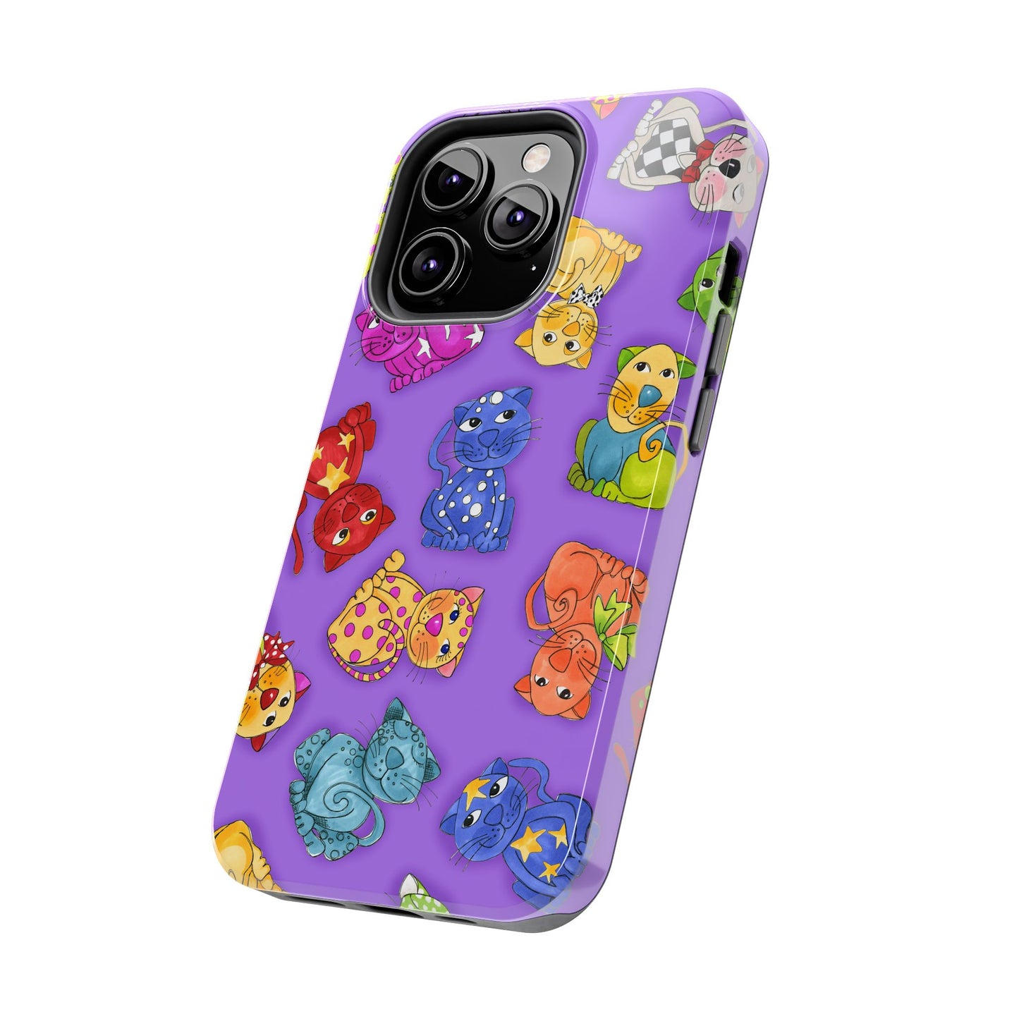 Tossed Happy Cats Purple Phone Case