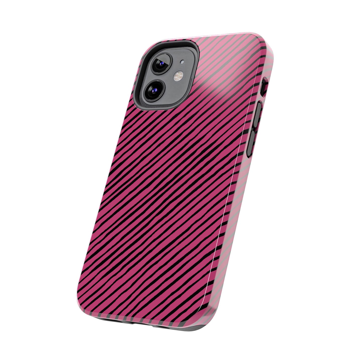 Quirky Bias Stripe Magenta / Black Phone Case