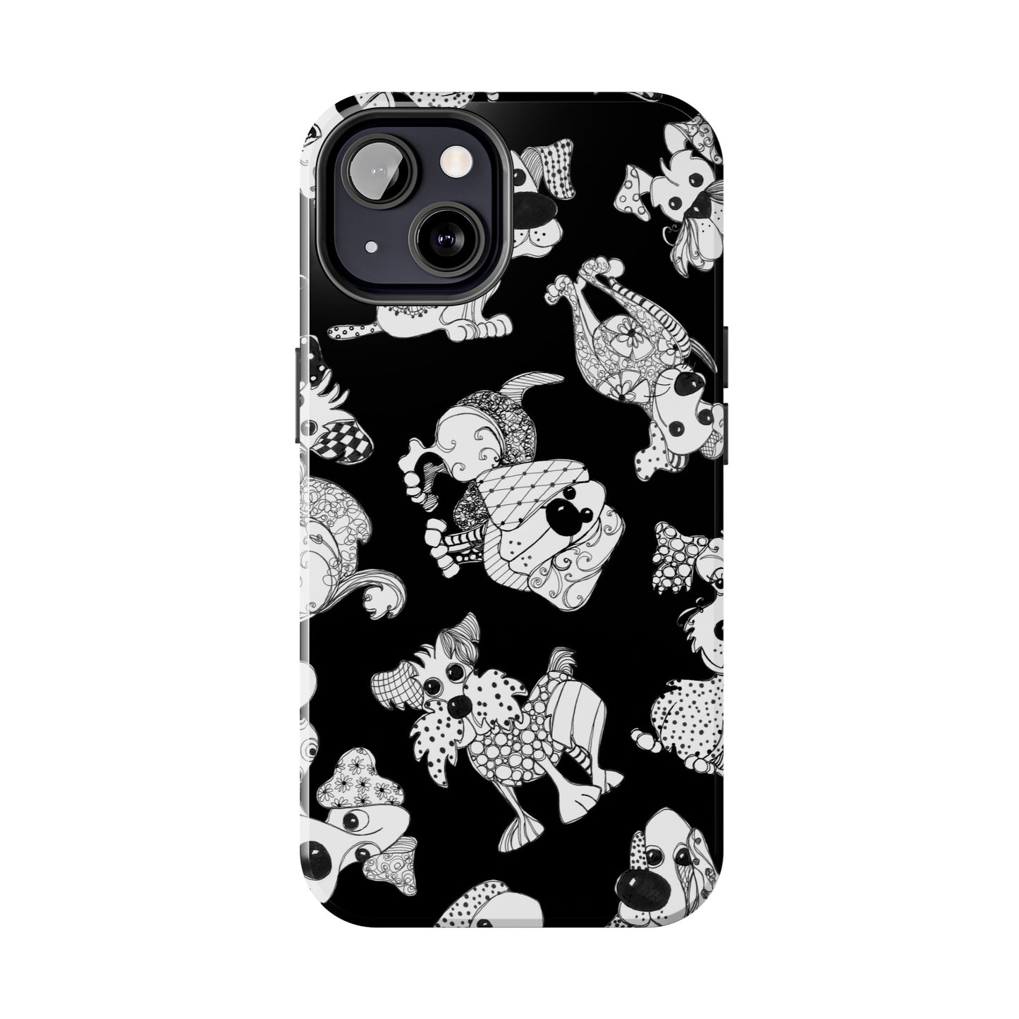 Doodle Dogs Black Phone Case