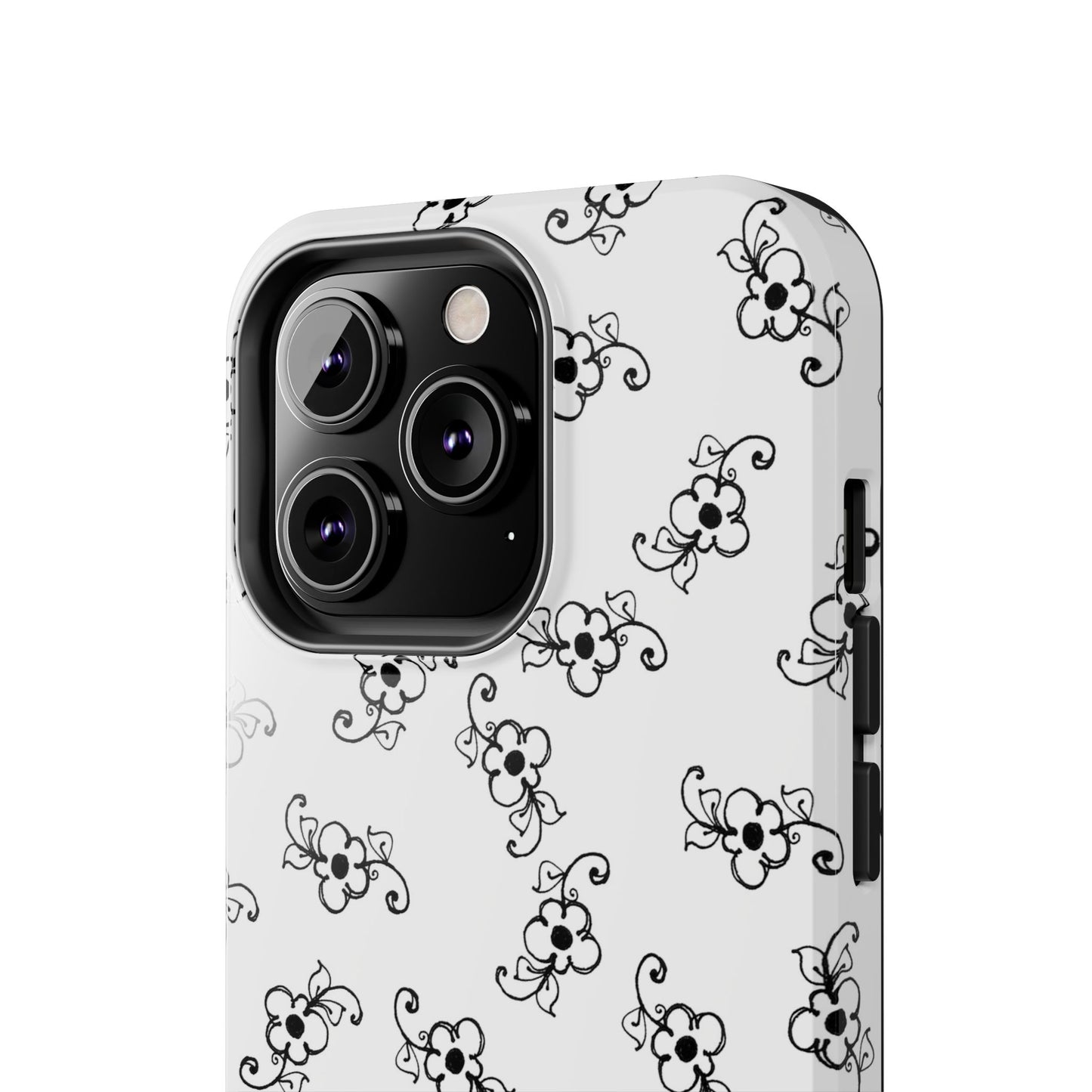 Daisy Scroll White / Black Phone Case