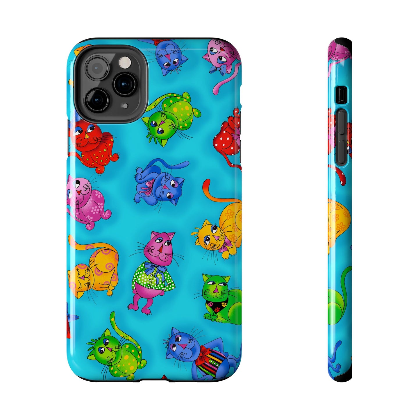 Tossed Cool Cats Turquoise Phone Case