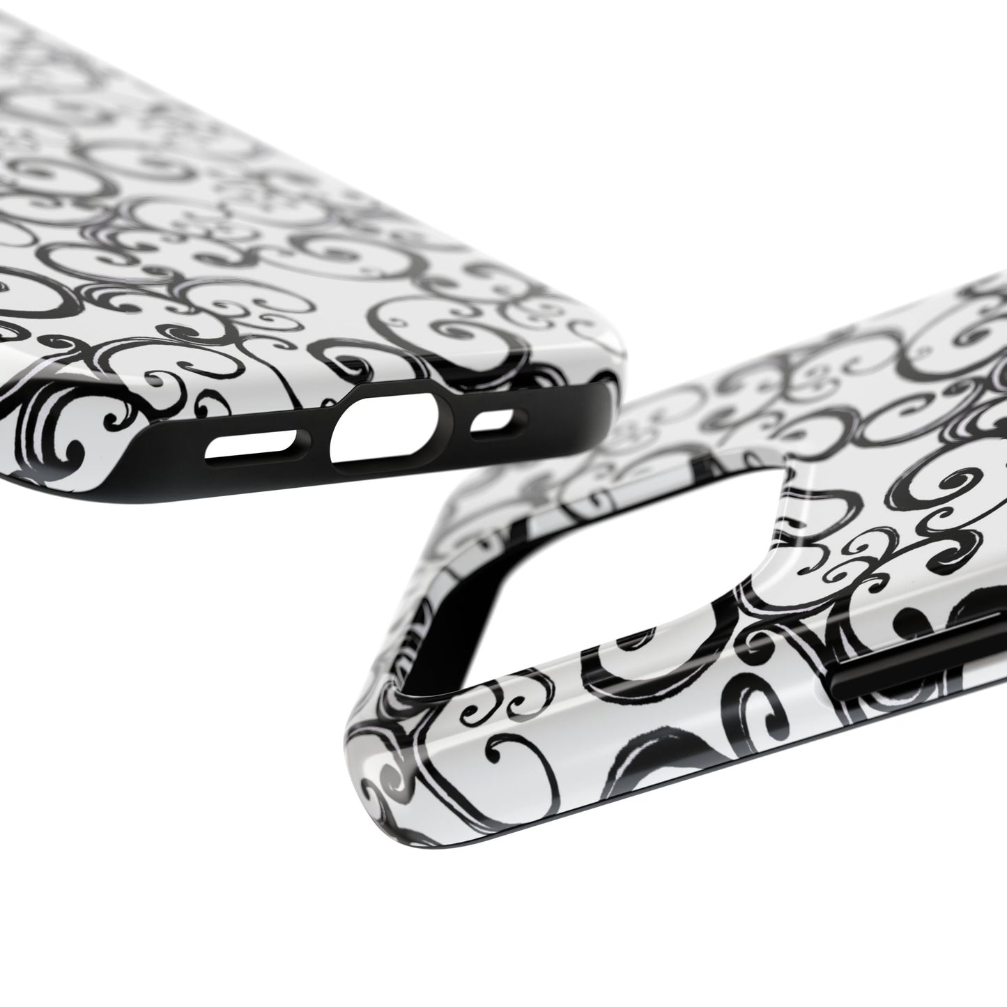 Curls White / Black Phone Case
