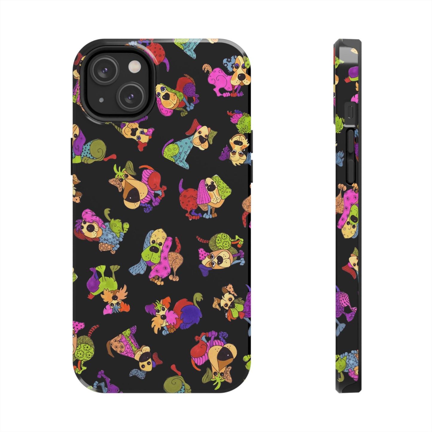Tossed Happy Dogs Black Phone Case
