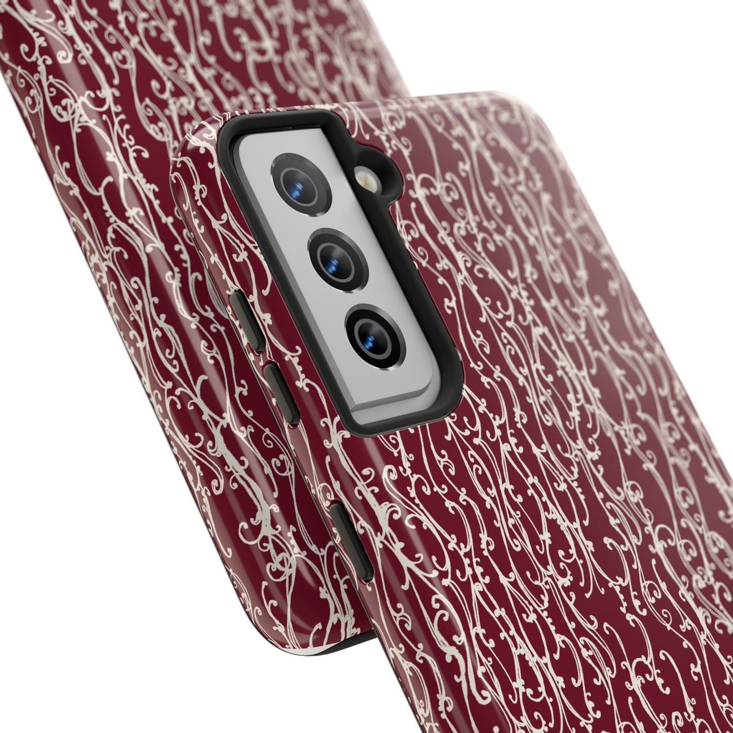 Swan Scroll Red / White Phone Case