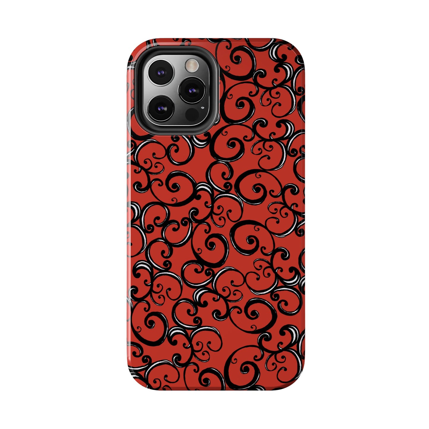 Curls Red / Black Phone Case