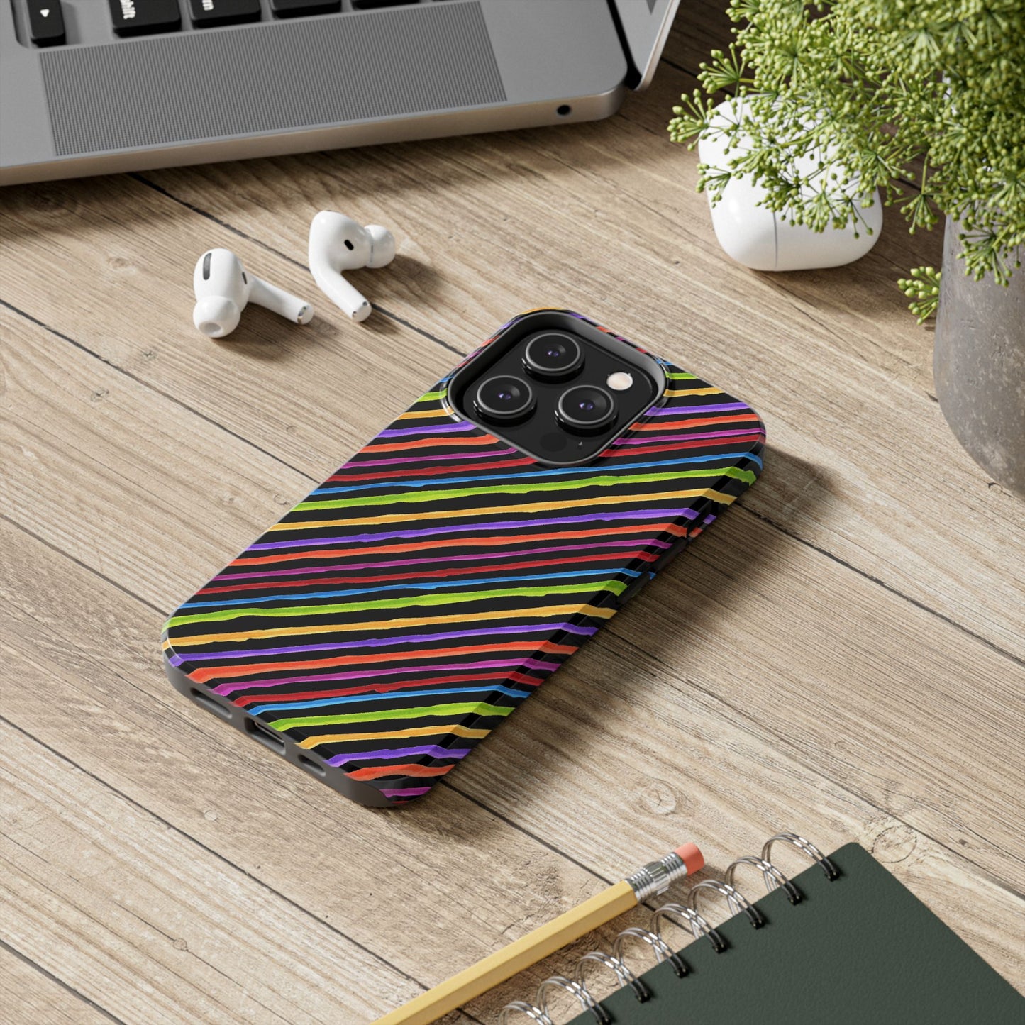 Quirky Bias Stripe Black Phone Case