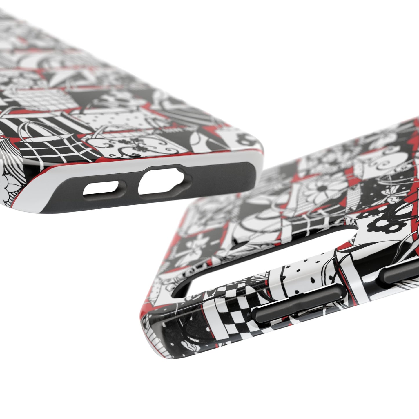 Totally Black, White & Red Phone Case