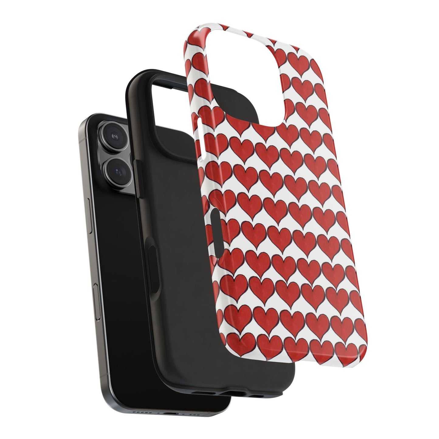 Heartbeats White / Red Phone Case