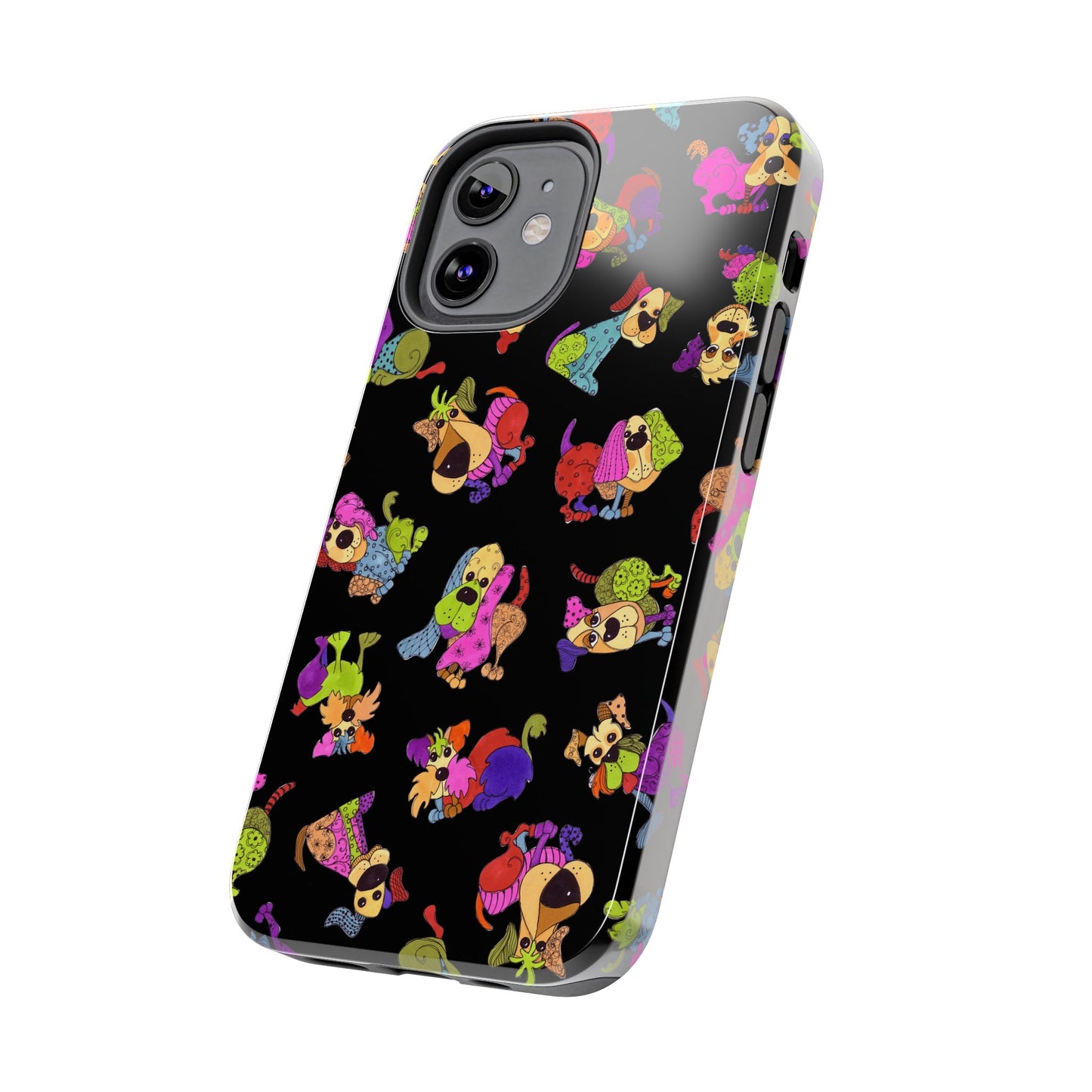 Tossed Happy Dogs Black Phone Case
