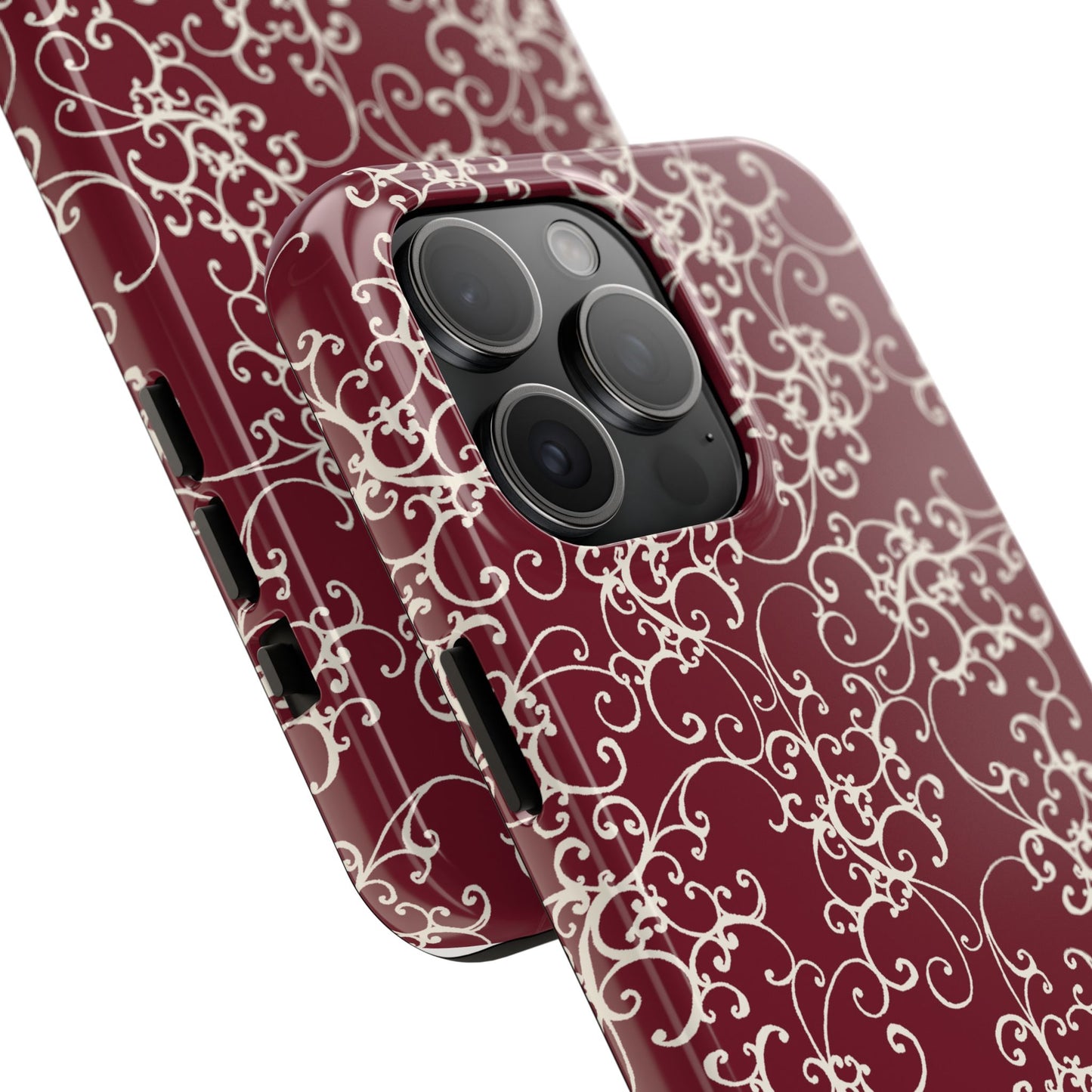 Elegant Scroll Red / Ivory Phone Case