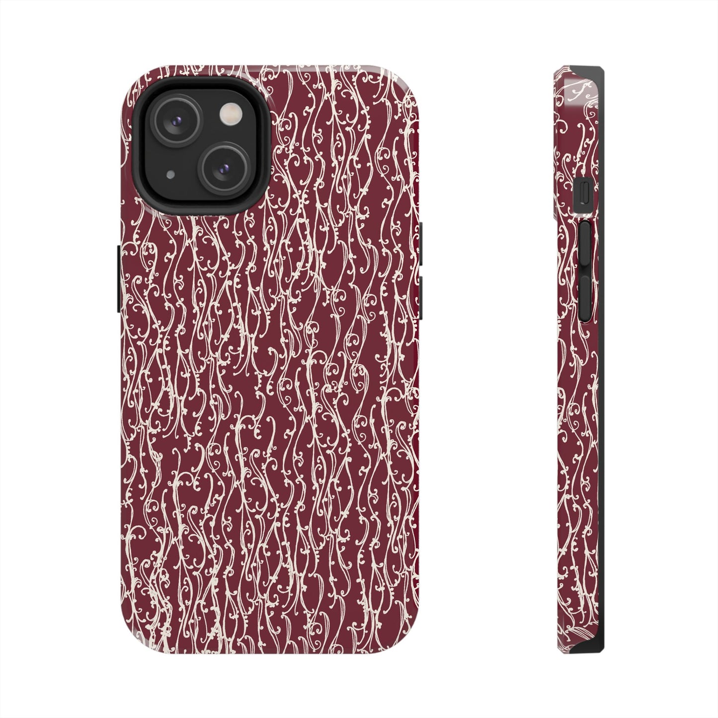 Swan Scroll Red / White Phone Case