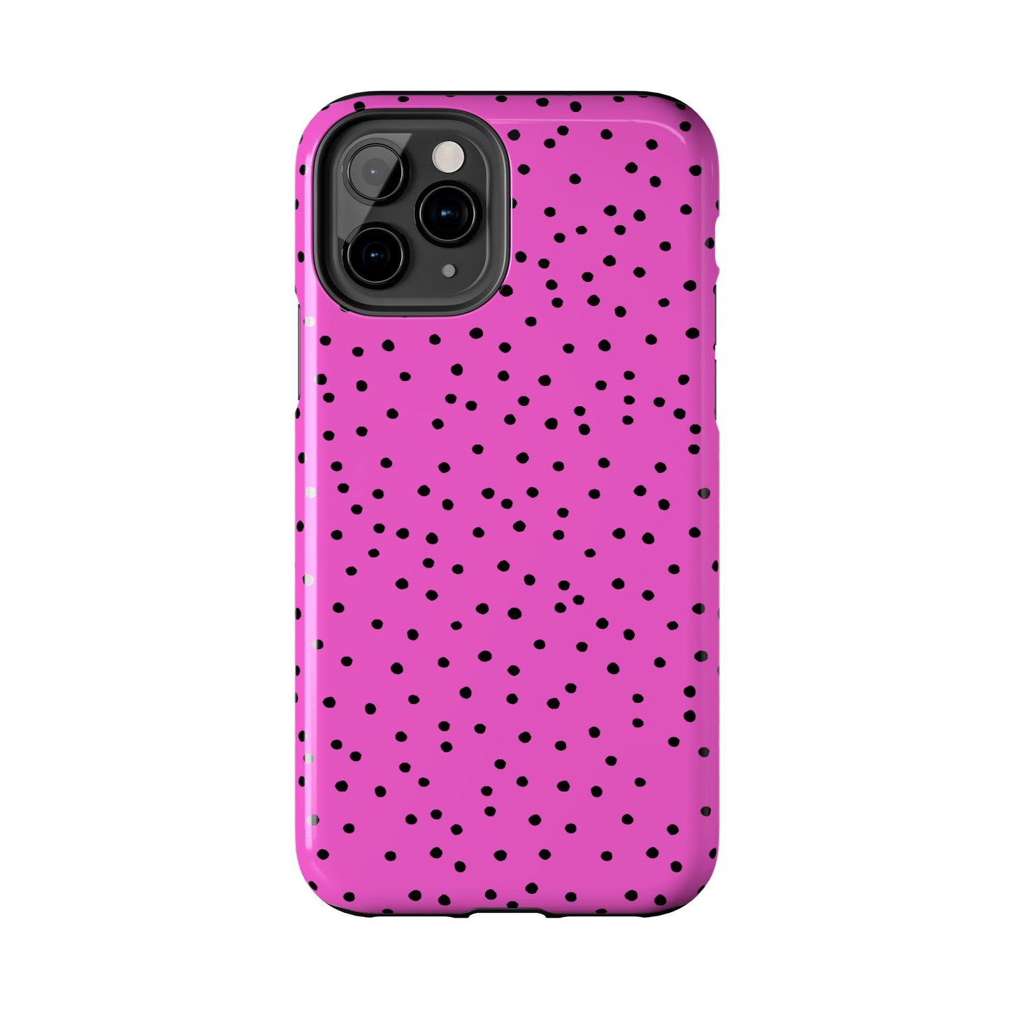 Dinky Dots Cerise / Black Phone Case