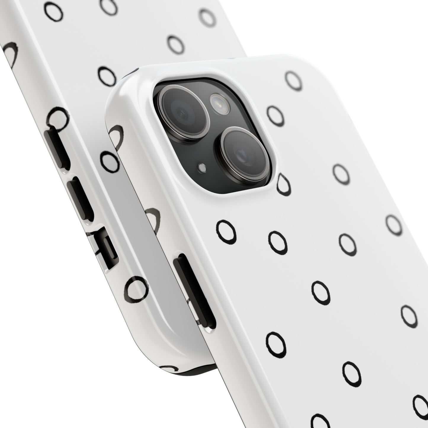 Open Dots White / Black Phone Case