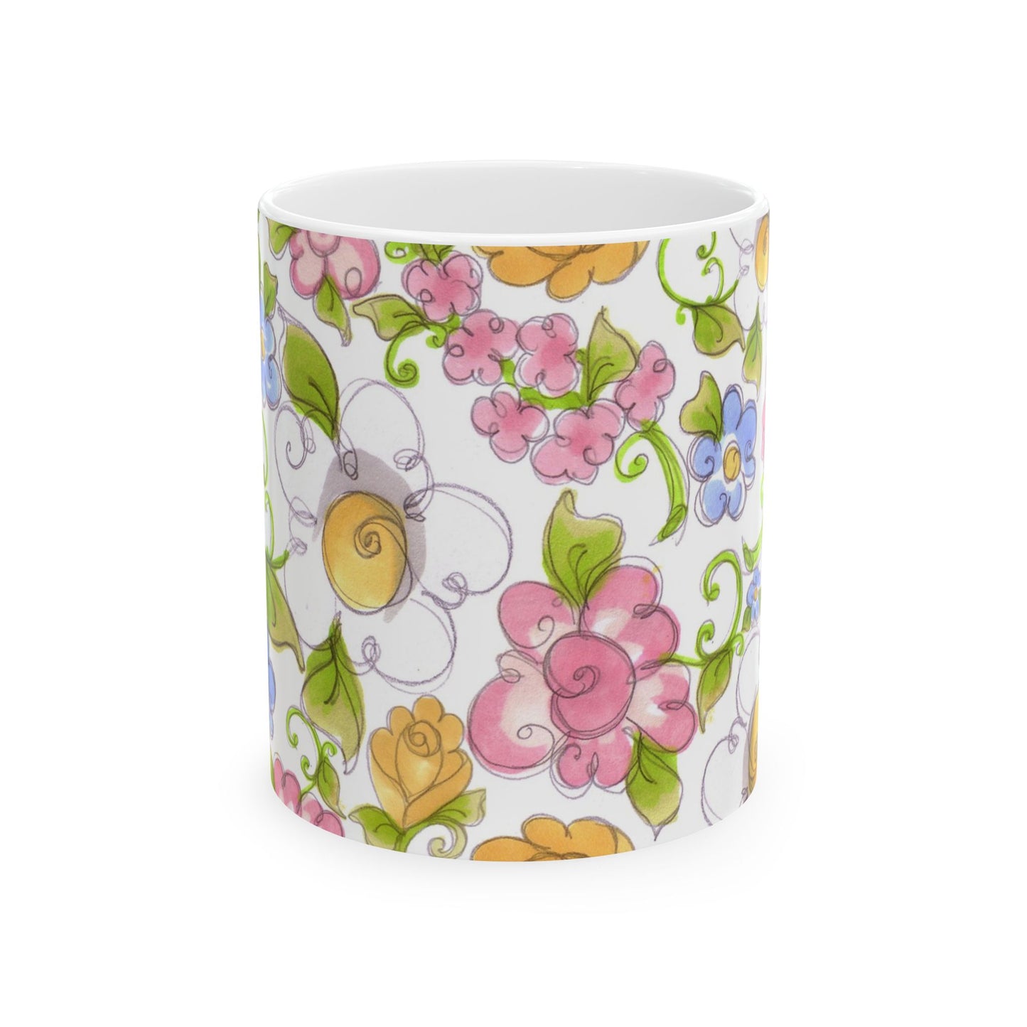 Flower Frolic White Cup