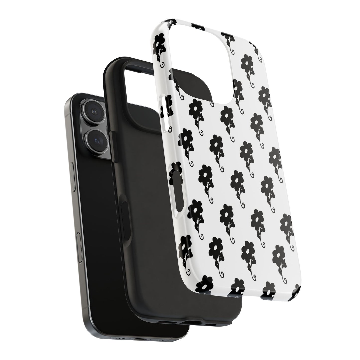 Flowers White / Black Phone Case
